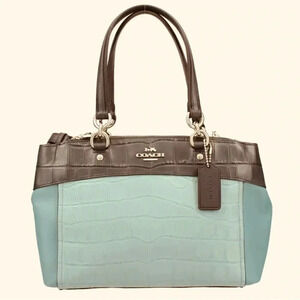 Coach Mini Brooke Carryall, colorblock alligator, Aquamarine/Navy, F28079, new